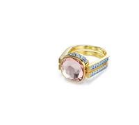 Swarovski Anello Chroma, Taglio Cushion, Multicolore, Placcato color oro