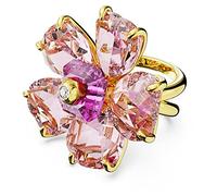 Swarovski Florere Anello Cocktail, con Cristalli e Zirconia Swarovski, Placcato in Tonalità Oro, Taglia 50, Rosa