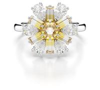 Swarovski Anello cocktail Idyllia, Taglio misto, Fiore, Giallo, Placcato rodio