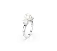 Swarovski Anello Matrix, Crystal Pearl, Taglio Round, Bianco, Placcato rodio