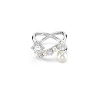 Swarovski Anello cocktail Matrix, Crystal Pearl, Taglio Round, Bianco, Placcato rodio, 52