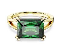 Swarovski Matrix Anello Cocktail, con Zirconia Swarovski a Taglio Rettangolare, Placcatura in Tonalità Oro, Taglia 55, Verde