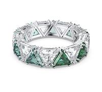 Swarovski Anello Cocktail Millenia, Cristalli Taglio Triangle, Verde, Placcato Rodio