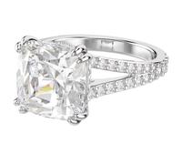 Swarovski Anello cocktail Stilla, Taglio quadrato, Pavé, Bianco, Placcato rodio (taglia 60)