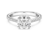 Swarovski Stilla Collection - Anello da cocktail con taglio rotondo, colore: bianco, finitura argento, 52, Crystal, Metal, Cristallo