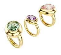 Swarovski Anello con motivo Gema, Set (3), Multicolore, Placcato color oro (Regolabile, 50-55)