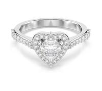 Swarovski Anello con motivo Una Angelic, Taglio misto, Cuore, Bianco, Placcato rodio