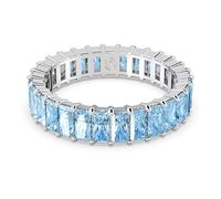 Swarovski Anello Matrix, Taglio baguette, Blu, Placcato rodio (taglia 60)