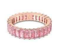Swarovski Matrix Anello Cocktail, con Cristalli Swarovski a Taglio Baguette, Placcato in Tonalità Oro Rosa, Taglia 52, Rosa