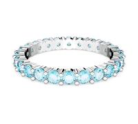 Swarovski Matrix Anello, con Zirconia Swarovski a Taglio Tondo, Placcato in Tonalità Rodio, Taglia 50, Azzurro