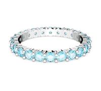 Swarovski Matrix Anello, con Zirconia Swarovski a Taglio Tondo, Placcato in Tonalità Rodio, Taglia 52, Azzurro