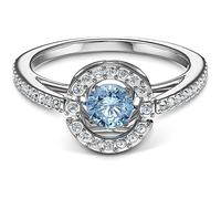 Swarovski Anello Sparkling Dance Round 5537057, Turchese, placcatura rodio