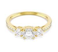 Swarovski Stilla Attract Anello taglio rotondo, Bianco, Placcato oro