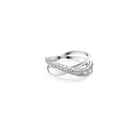Swarovski Anello Twist, taglio rotondo, bianco, placcato rodio