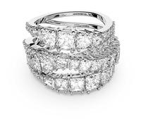 Swarovski Anello Twist Wrap, Taglio misto, Bianco, Placcato rodio