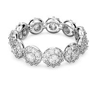 Swarovski Constella Anello, con Zirconia Swarovski a Taglio Tondo e Pavé di Cristalli Swarovski, Placcato in Tonalità Rodio, Taglia 52, Bianco