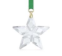 Swarovski Ornamento a forma di piccola stella, edizione annuale 2023, con nastro verde e dettagli rifiniti in tonalità oro, parte della collezione Swarovski Annual Edition