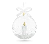 Swarovski Annual Edition Decorazione Pallina 2023, con Candela in Cristallo Swarovski, Metallo, Vetro, Nastro Rayon, Placcata in Tonalità Oro, Bianco