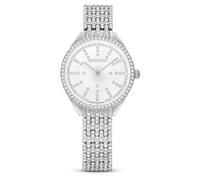 Swarovski Attract Orologio, con Full Pavé di CristalliSwarovski e Bracciale in Metallo, Acciaio Inossidabile in Tonalità Argento, Meccanismo al Quarzo, Bianco