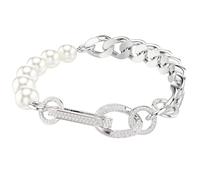 Swarovski Bracciale da donna Dextera, Crystal Pearl, Link misti, Bianco, Placcato rodio