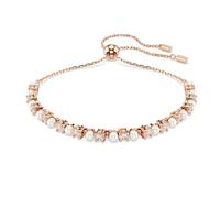 Swarovski Bracciale Matrix, cristalli bianchi taglio rotondo e perle di cristallo in una montatura placcata oro rosa, One Size, Perla di cristallo Placcato oro rosa Zirconia cubica, Zirconia cubica