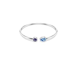 Swarovski Bracciale Rigido Chroma, Taglio Misto, Placcato Rodio, Multicolore
