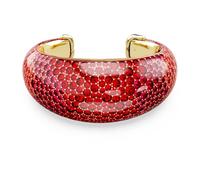 Swarovski Bracciale rigido Idyllia, Rosso, Placcato color oro (M, 16.4, Centimetri)