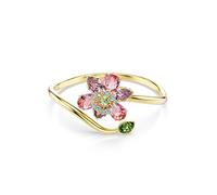 Swarovski Bracciale rigido Idyllia, tagli misti, fiore, multicolore, placcato color oro