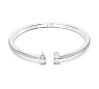 Swarovski Attract Bracciale Rigido, Placcato in Tonalità Rodio con Pavé di Cristalli Swarovski e Pietre Centrali di Diversa Forma, Taglia M, Bianco