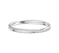 Swarovski Twist Bracciale Rigido, Placcato in Tonalità Rodio Lucido con Delicati Zirconi Swarovski, Taglia S, Bianco
