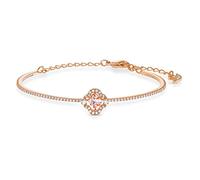 Swarovski Sparkling Dance Bracciale Rigido, Placcato in Tonalità Oro Rosa, con Pietra Centrale a Quadrifoglio e Pavè di Cristalli, Taglia M, Rosa