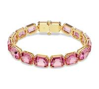 Swarovski Bracciale Tennis Millenia, Taglio ottagonale, Rosa, Placcato color oro