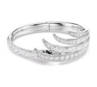 Swarovski Bracciale rigido Vienna, Taglio misto, Cigno, Bianco, Placcato rodio (taglia M)