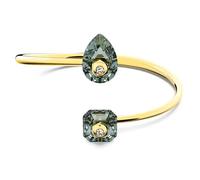 Swarovski Numina Bracciale Rigido Aperto, Placcato in Tonalità Oro con Cristalli con Taglio Imperiale e a Goccia, Taglia S, Grigio