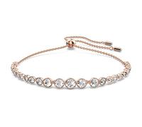 Swarovski Emily Bracciale a Catena Morbida con Pavè di Cristalli Swarovski, Placcato in Tonalità Oro Rosa, con Chiusura Regolabile, Bianco