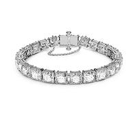Swarovski Millenia Braccialetto, Placcato in Tonalità Rodio, Cristalli Bianchi Swarovski con Taglio Squadrato, Collezione III, Bianco