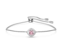 Swarovski Angelic Square Bracciale, Placcato in Tonalità Rodio con Cristallo Quadrato Circondato da Piccoli Cristalli, Taglia M, Rosa