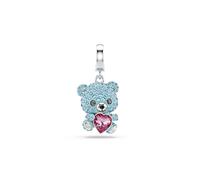 Swarovski Charm Idyllia, Taglio misto, Orsetto, Blu, Placcato rodio
