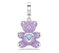 Swarovski Charm Idyllia, Taglio misto, Orsetto, Viola, Placcato rodio