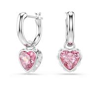 Swarovski Chroma Orecchini Pendenti, Cuore, Rosa, Placcato Rodio