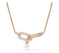 Swarovski Ciondolo Constella, perla di vetro, taglio rotondo, bianco, placcato oro rosa