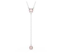 Swarovski Collana a Y Attract, Taglio Round, Rosa, Placcato rodio