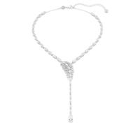 Swarovski Collana a Y Vienna, Taglio misto, Piuma, Bianco, Placcato rodio