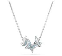 Swarovski Lilia Collana con Motivo a Farfalle, Pavé di Cristalli Blu Swarovski, Placcatura in Tonalità Rodio, Azzurro