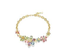 Swarovski Collana Idyllia, Taglio misto, Fiore, Multicolore, Placcato color oro, Taglia unica