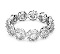 Swarovski Constella Anello, con Zirconia Swarovski a Taglio Tondo e Pavé di Cristalli Swarovski, Placcato in Tonalità Rodio, Taglia 55, Bianco