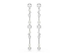 Swarovski Orecchini pendenti Constella, perla di cristallo, tagli rotondi, bianco, placcato rodio