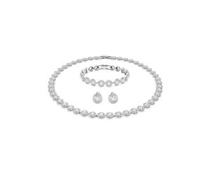 Swarovski Crystal Authentic Angelic All Around Set di collana, bracciale e orecchini, bianco, finitura rodio- gioielli da donna ipoallergenici scintillanti - collezione di gioielli in cristallo senza
