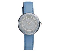 Swarovski Orologio Crystalline Lustre, Swiss Made, cinturino in pelle, blu, acciaio inossidabile