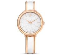 Swarovski Orologio Crystalline Bangle, prodotto in Svizzera, bracciale in metallo, bianco, finitura color oro rosa